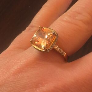 Elegant Gold and Orange Colored Gemstone Ring